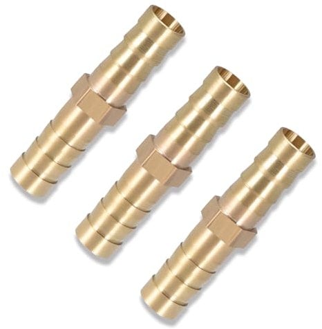 3 conectores de manguera de latón, conexión de manguera, tubería de agua de jardín, reductores, conector recto para agua, combustible, aire, jardín y fontanería (10 mm)