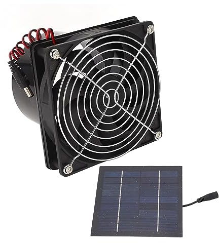 Extractor de Aire Solar, Ventilador con Energía Solar de 5-12 V, 50 W, Kit de Ventilador de Panel Solar Portátil Eficiente para Invernaderos, Cobertizos, Fácil Instalación