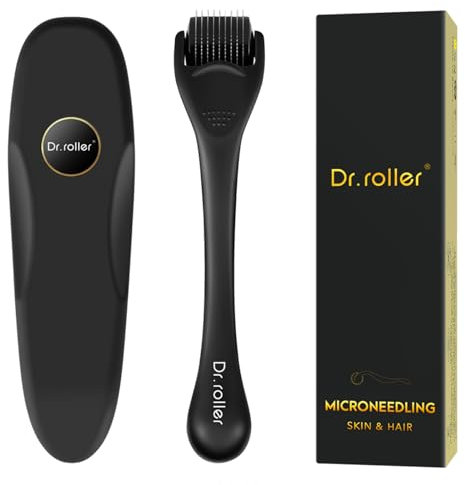 Dr.roller Dermaroller Cabello, Dermaroller 0.5mm, Derma Roller para el Crecimiento Antiedad de la Barba y el Cabello, Microneedling Dermaroller para el cuero cabelludo facial