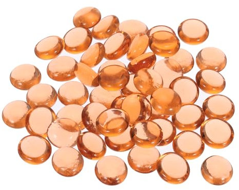 sourcing map Decorative Flat Glass Marbles 12-14mm Rock Vase Filler Beads Pebbles Red for Fish Tank Table Scatter Decor, 50Pcs