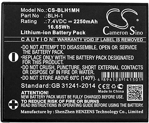 2250mAh 16.65Wh Battery Replacement for OLYMPUS E-M1, E-M1 Mark II, Mark II mirrorless, OM-D fit Part No. BLH-1