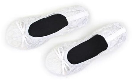 Women's Roll-Up Shoes for Weddings, Races and Special Occasions (White Lace) (White, UK Footwear Size System, Adult, Women, Numeric Range, Medium, 6, 7)