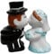 Zuzer Salieres et Poivrieres en Forme de Mariés et Mariés,Originale Salière et Poivrière Portable Ceramique Sel et Poivre Saliere Bouteille à Épices pour Cadeau de Noël,d'anniversaire de Mariage 2PCS