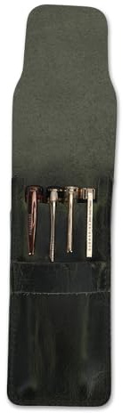 CestAntiQ Leather Pen Case - Handmade Full Grain Fountain Pen Organizer - Multi Pen Holder Sleeve Green