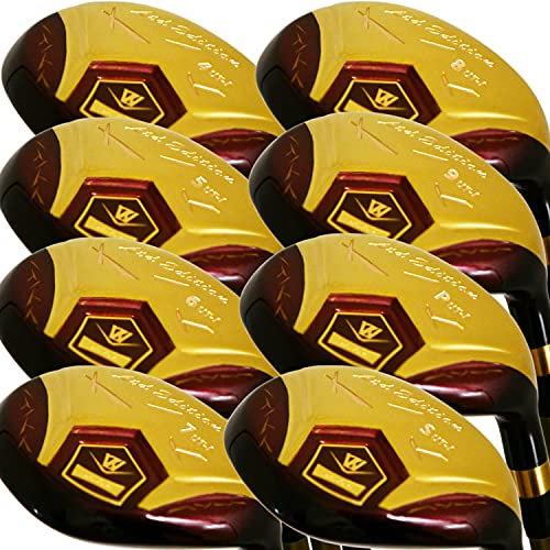 Japan WaZaki Hybrid Iron Set USGA R A Rules Golf Club,14K Gold Finish,4-SW,with Covers,Cyclone Model,Mens Senior Flex,55g Graphite Shaft,Plus Length,Pack of 16