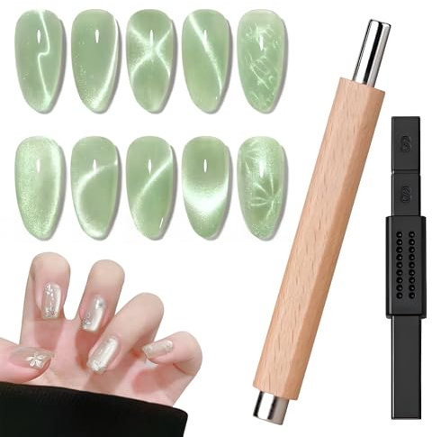 2 Stück Nagelkunst-Magnete in Holzfarbe und Schwarz, Katzenaugen-Magnet, Gel-Nagellack-Magnet-Werkzeuge, Katzenaugen-Gel-Nagellack-Nagelprodukte, Gel-Nagellack-Nagel-Werkzeuge, Katzenaugen