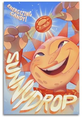RUINOSAU Sundrop FNAF Filmposter, Leinwand, Wandkunst, Dekoration für Schlafzimmer, Wohnzimmer, moderne Wanddekoration, Geschenk, 40 x 60 cm, ungerahmter Stil