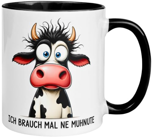 Kuh Tasse | Ich brauch mal ne Muhnute | Geschenk Büro Choleriker Kollegen | Geschenkidee Kuhmotiv Bauer Bäuerin Bauernhof & Landwirt