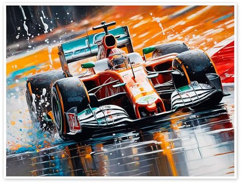 Formel-1-Rennen Poster von nobelart 80 x 60 cm Bunt Wandbilder Wanddeko