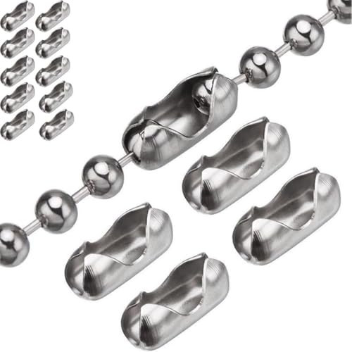 YEDJFFIYO 30PCS Stainless Steel Blind Chain Connectors - Replacement Roller Blind Clips for Vertical & Roman Shades | Durable Beaded Pull Chain Extenders & Repair Parts