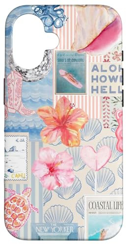 Coastal Collage Preppy Cute Aesthetic Beachy Blue Coquette Case for iPhone 16
