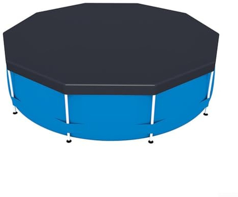 Vilgftyiet Runde Poolabdeckung mit UV-Schutz-PVC, Solarheizung und Energieeinsparung – 30 cm Überstand, passend für oberirdische Pools mit 305 cm/366 cm/457 cm Durchmesser (Rahmen inklusive) (305 cm)