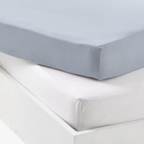 Mon PTIT Dodo Set of 2 Jersey Fitted Sheets White/Light Blue 70 x 140 cm