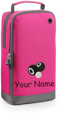 Personalised Embroidered Lawn Bowls Shoe Bag Bowling Design Personalised Lawn Bowl Design Gift Personalised with Name.Choice of Colours (Fuchsia)