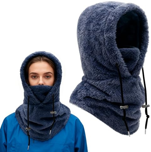 VGMANNTA Plüsch Sturmhaube Damen Herren Kapuzenschal Winter Thermo Skimaske mit Nackenwärmer Multifunktionale Wolle Balaclava Wintermütze Damen Unisex für Sport und Outdoor
