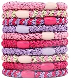 Haargummi Original, 10 Stück Elastische Geflochtene Haargummi, Haargummiset Cotton Bands Soft Woven Ponytail Holders, Glattes und Lockiges Haar (A)