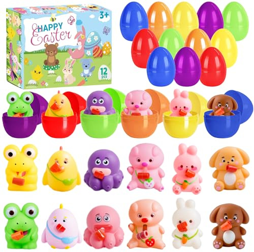 12 Stück Schachteln mit Ostereiern, die Zungenspielzeuge als Ostergeschenke enthalten,Ostergeschenke für Kinder, Füllungen für Ostereier, unverzichtbare Füllungen für Körbchen und Partygeschenke (A)