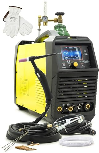 Magnum THF 238 PRO LCD v2 TIG Saldatrice AC DC Alluminio 200A Set – Include bombola a gas Argon da 8 l, riduttore di pressione rotametro e accessori – Accensione HF Inverter saldatrice Bestsalden.de