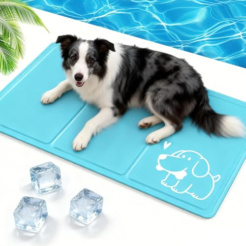 JONRRYIN Kühlmatte Hund Selbstkühlend, 50 * 90cm Kühldecke Hunde, Hundekühlmatte Gel, Cooling Mat Dog, Kühlmatte für Große & Mittelgroße Hunde, Haustiere, Sommer, Drinnen, Draußen & Auto (M)