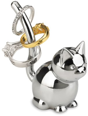 UMBRA Zoola cat. Porte-bagues chat en métal chromé. Dimension de chacun environ 4.5x4.5x7.6cm