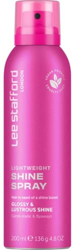 Lee Stafford Lightweight Shine Spray for Dull and Frizzy Hair 200ml | Lightweight Shine Hair Spray with Green Tea Extract, Adds Instant Gloss, Helps Tame Static and Flyaways for All Hair Types