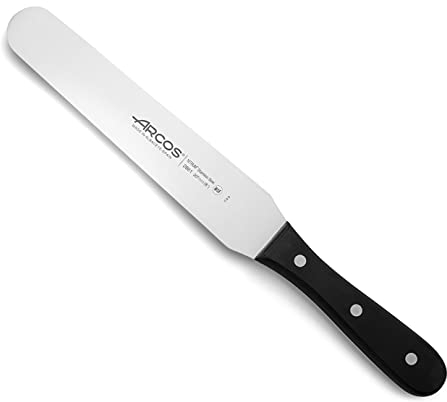 Arcos Espátula con Hoja Acero Inoxidable Nitrum 205 mm. Mango ergonómico polioximetileno POM. Serie Universal. Hoja larga y resistente con bordentado que corta fácilmente. Color negro.