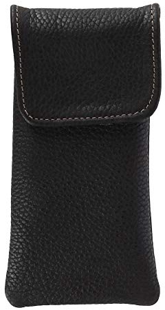 CTM Leather Eyeglass Case with Holster Clip, Brown