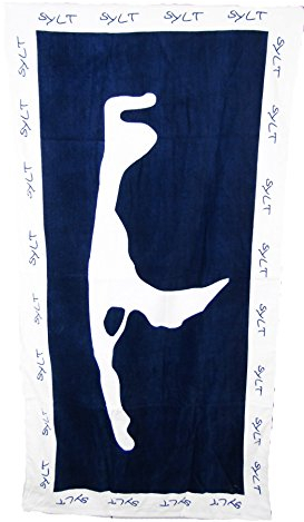 muschel-sammler-shop Badetuch - Duschtuch - Strandtuch- Sylt-Tuch - 75x150 cm - Trockner geeignet - blau/Weiss - Motiv: Sylt