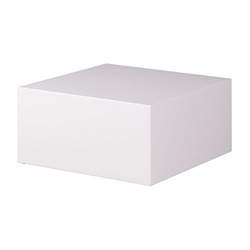 FineBuy Couchtisch MONOBLOC 60 x 60 x 30 cm Hochglanz MDF Weiß lackiert, Design Wohnzimmertisch Cube quadratisch, Lounge Beistelltisch Würfel Form