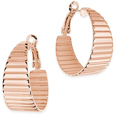 Soul-Cats 1 Paar leichte Creolen geriffelt Hoops, Farbe: roségold