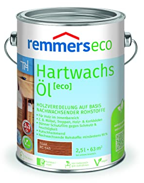 Remmers Hartwachs-Öl [eco] teak, 2,5 Liter, für innen, natürliche Basis, 3in1: Beize, Öl und Versiegelung in einem, rutschhemmend, vegan