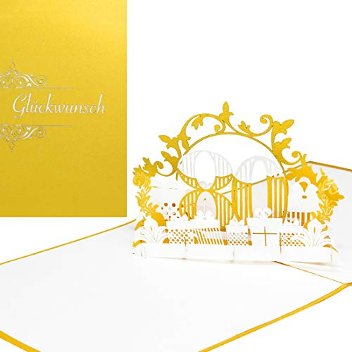 Pop Up Karte 80 in edlem Gold & Weiß - zum 80. Geburtstag, Namenstag & Jubiläum - 3D Geburtstagskarte & Glückwunschkarte - als kleines Geschenk, Deko, Geschenkgutschein & Geschenkverpackung
