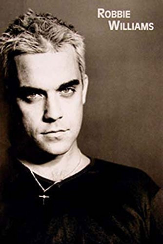 Williams, Robbie - Portrait - Musikposter schwarz-Weiss Foto - Grösse cm + 2 St Posterleisten Alu 63 cm