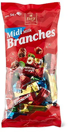 Frey Branches Classic Midi Schokoriegel 650g-Pack - Milchschokoladen-Riegel mit Haselnusscremefüllung einzeln verpackt - Schweizer Schokolade - Großpackung 650g - UTZ-zertifiziert
