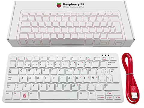 Pi Supply Official Raspberry Pi USB Keyboard - Spanish Version (Red/White)