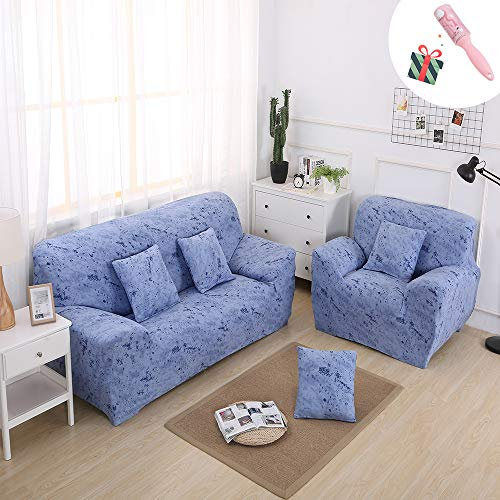 Morbuy Elastisch Sofa Überwürfe Sofabezug, Ecksofa L Form Stretch Antirutsch Armlehnen Einfach Sofahusse Sofa Abdeckung Hussen für Sofa Couchbezug Sesselbezug (4 Sitzer,Hellblau)