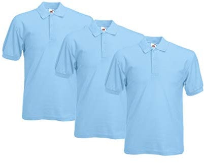 Fruit of the Loom Men's 63-402-0 Polo Shirt, Pastel Blue, L (Pack of 3)