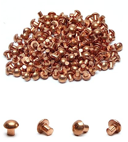 MroMax Lot de 50 rivets en cuivre à tête ronde Diamètre de la tige 5,5 mm Longueur 4 mm x 3 mm, MRO190906N-0183, 3 x 3, 200PCS