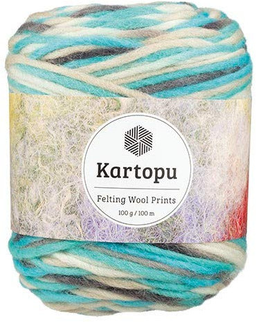 Filzwolle 100gr Knaul,uni+Color,100m Lauflänge, 100% Schurwolle, Mengen und Farbe frei wählbar (3158 türkis color)