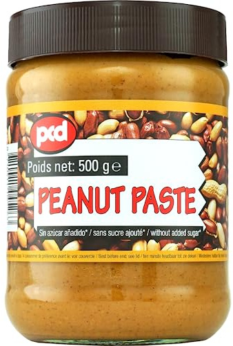 PCD Erdnussbutter Zuckerfrei 12x500g Multipack | 100% Nussmus ohne Zusatzstoffe - reich an Ballaststoffen und Protein, ideal für Sandwich und Saucen