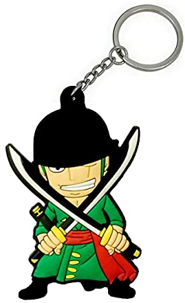 One Piece Schlüsselanhänger aus PVC, doppelseitig, Zoro, 8 cm