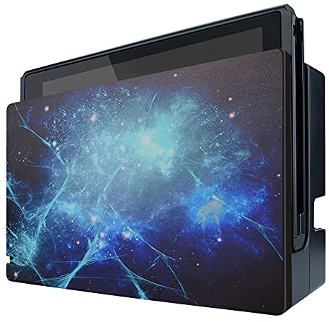 PlayVital Protector para Nintendo Switch Dock, Cubierta Antipolvo y Antirrayas, Carcasa Resistente y Fácil de Instalar - Accesorio Personalizado, No Incluye Dock (Nebulosa Azul)