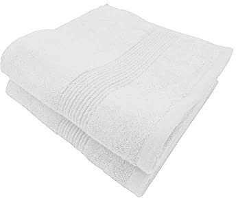 Lot de 2 Serviettes de Bain Coton et Bambou 600g/m² (Blanc, 50x100)