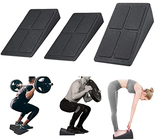Adjustable Squat Wedge Block - Non-Slip Ramp Slant Board Calf Stretcher, Heavy Duty 3pcs Foam Foot Ankle Knee Stretcher Leg Extender, Incline Board Platform for Heel Elevated Squat and Calf Raise