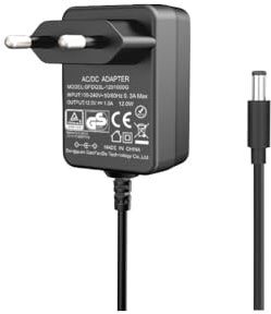 WICAREYO 12V 1A Adaptateur Secteur Cordon de Chargeur Alimentation Secteur pour Système de Surveillance de Caméra de Sécurité à Domicile Prise CC 5.5mm x 2.1mm (1.5M/5FT)