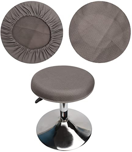 HuaLiSiJi Hockerbezüge Rund 1 Stück, Waschbar Pflegeleicht Atmungsaktiv und Langlebig, für 30-40cm Runder Hocker Durchmesser (Grau)