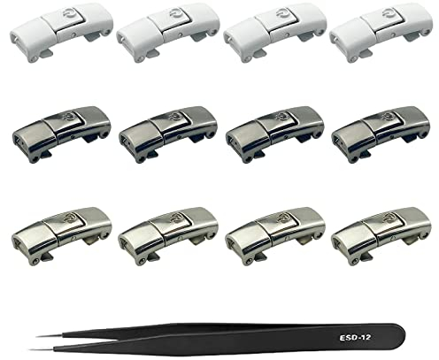 12stk Metall Ohne Binden Drücken Sie Lock Verschluss Schnellschnür System No Tie Shoelaces Schnalle Lazy Drehverschluss, für Sportschuhe Laufschuhe Freizeitschuhe Halskette Armband, Pinzette (3 Farben