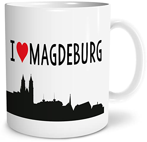 OWLBOOK® I love Magdeburg Tasse mit Spruch Geschenke Geschenkideen als Erinnerung oder Mitbringsel von einer Reise für Männer und Frauen zum Geburtstag Keramik 300 ml