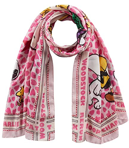 CODELLO Damen Schal Peanuts Design aus recyceltem Polyester Vielseitiger Schal für jede Saison, Leichtes Tuch, Snoopy & Charlie Brown Print, Perfekt für Frühling, Sommer, Herbst, Winter