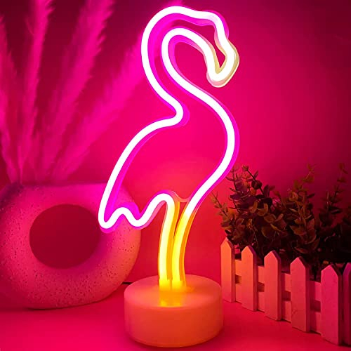 Lampada Fenicottero, Lampada Led Effetto Neon - Insegna al neon LED alimentata a batteria o USB - Insegne luminose per camera da letto per Natale, feste, bar